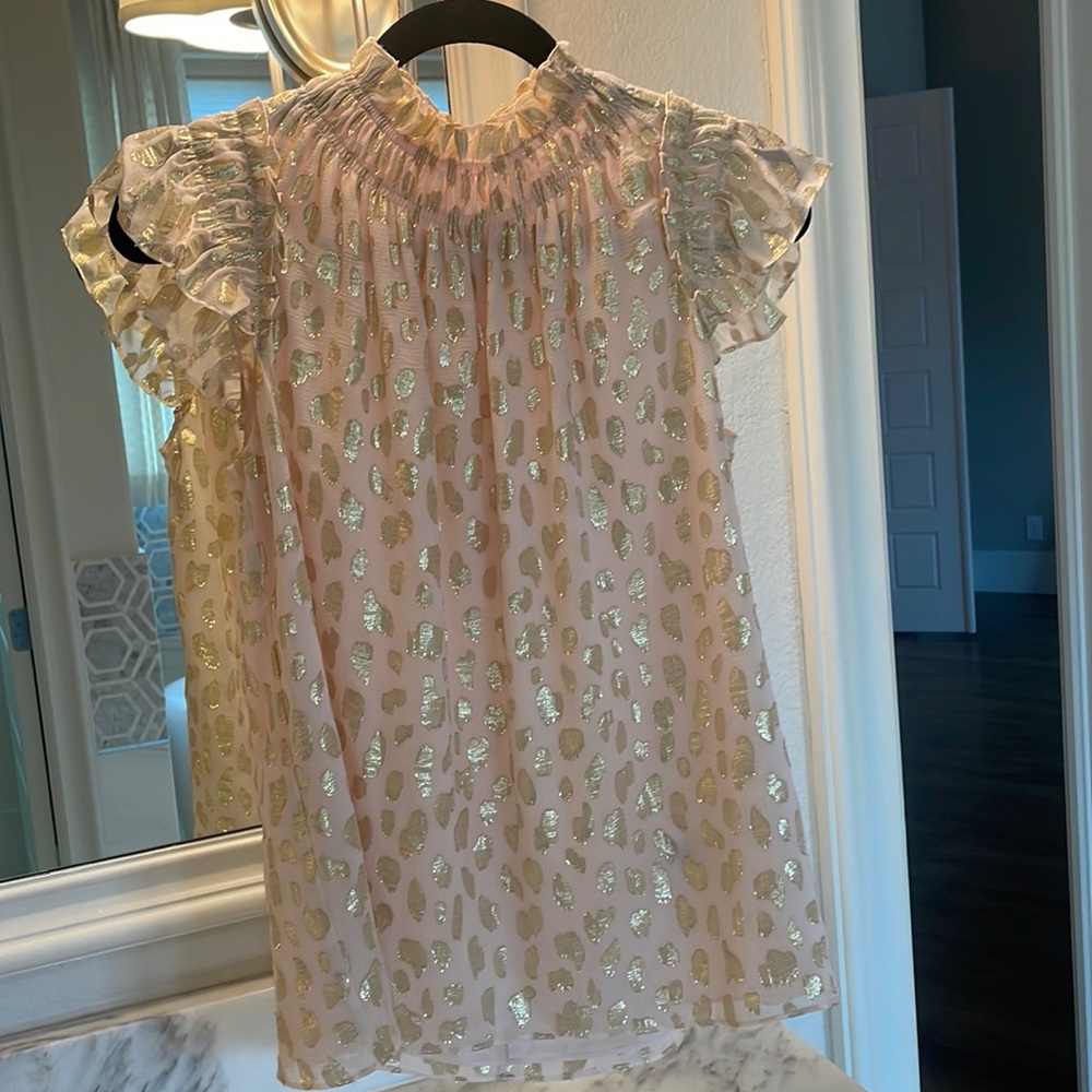 Rebecca Taylor silk and gold metallic blouse